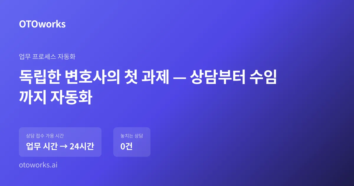독립한 변호사의 첫 과제 — 상담부터 수임까지 자동화